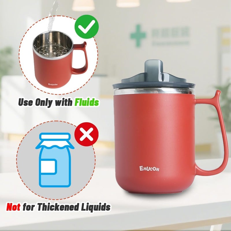 EZSLINGGLIDE Dysphagia Regulating Drinking Cups for Swallowing Difficulty - with 5cc, 10cc, & 15cc Sip Cup Options - Liquids Only - Pack of 1 (Red) - Image 5